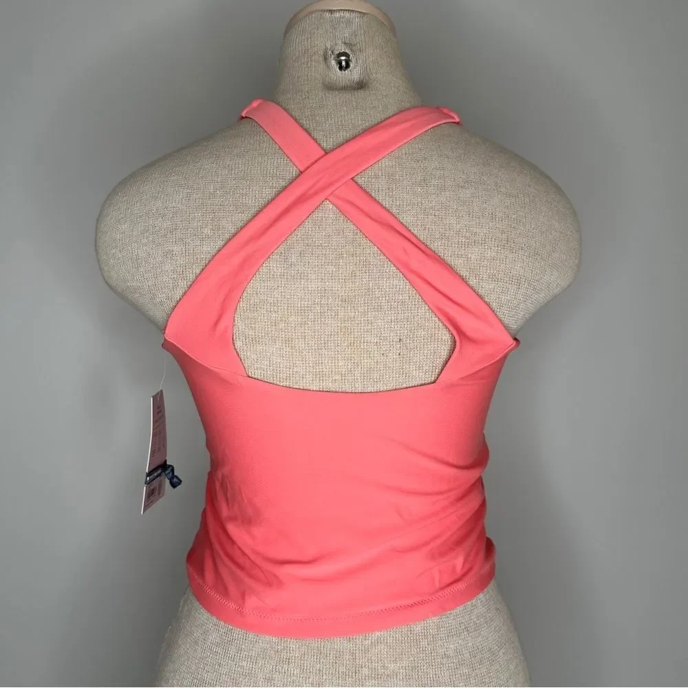 Athleta Girl High Neck Crop Tankini Coral Color Size XXL/16